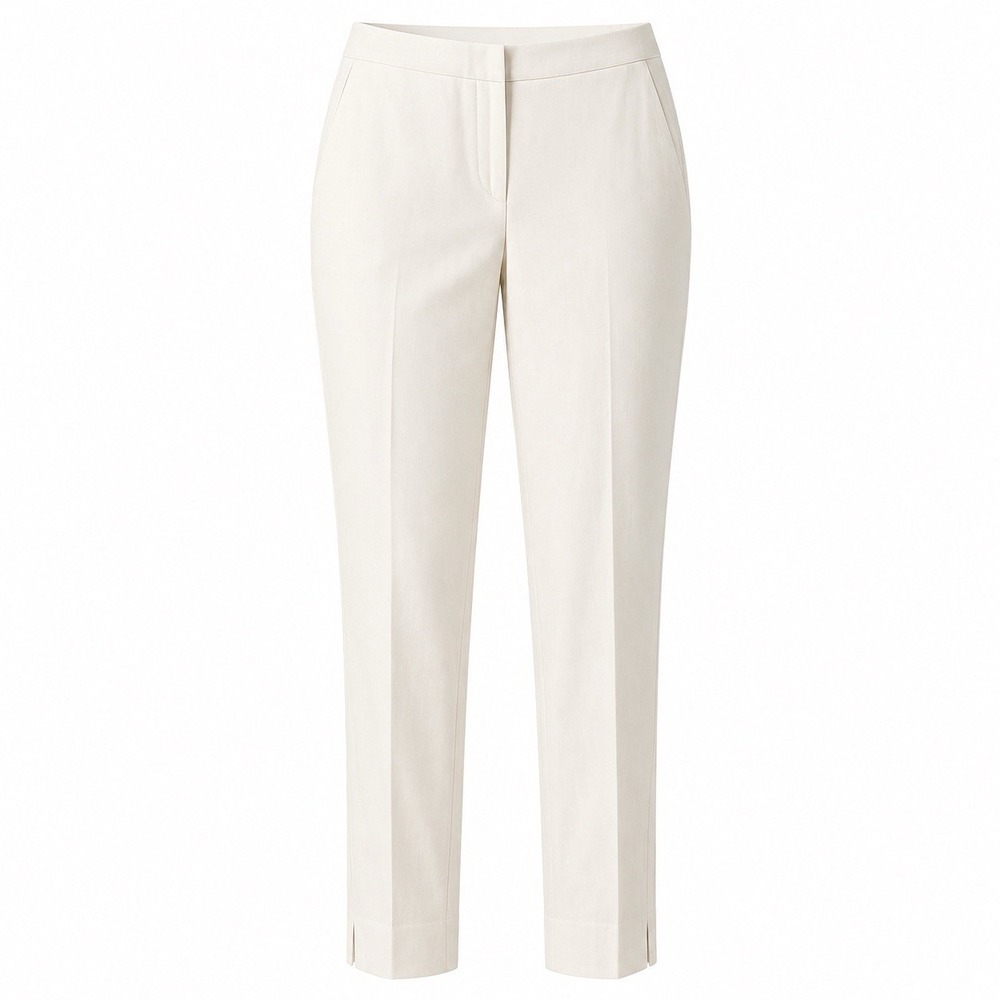 Kasper White Linen Blend Pants 10P Women's Lined High Rise Classic Chic Timeless